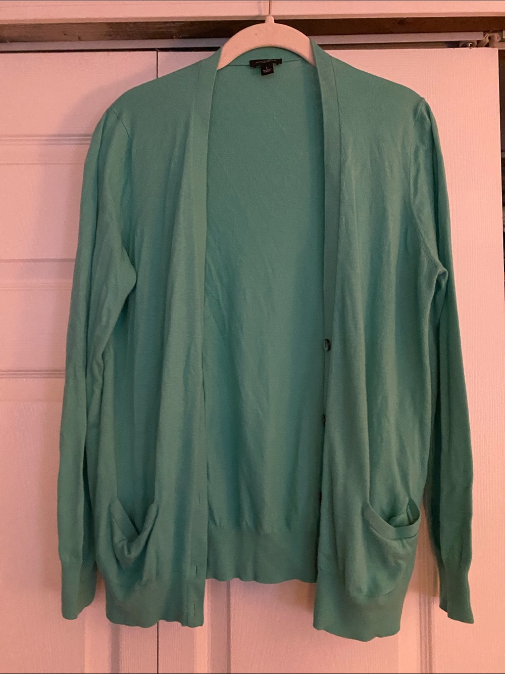 Ann Taylor Teal Open-Front Cardigan Sweater